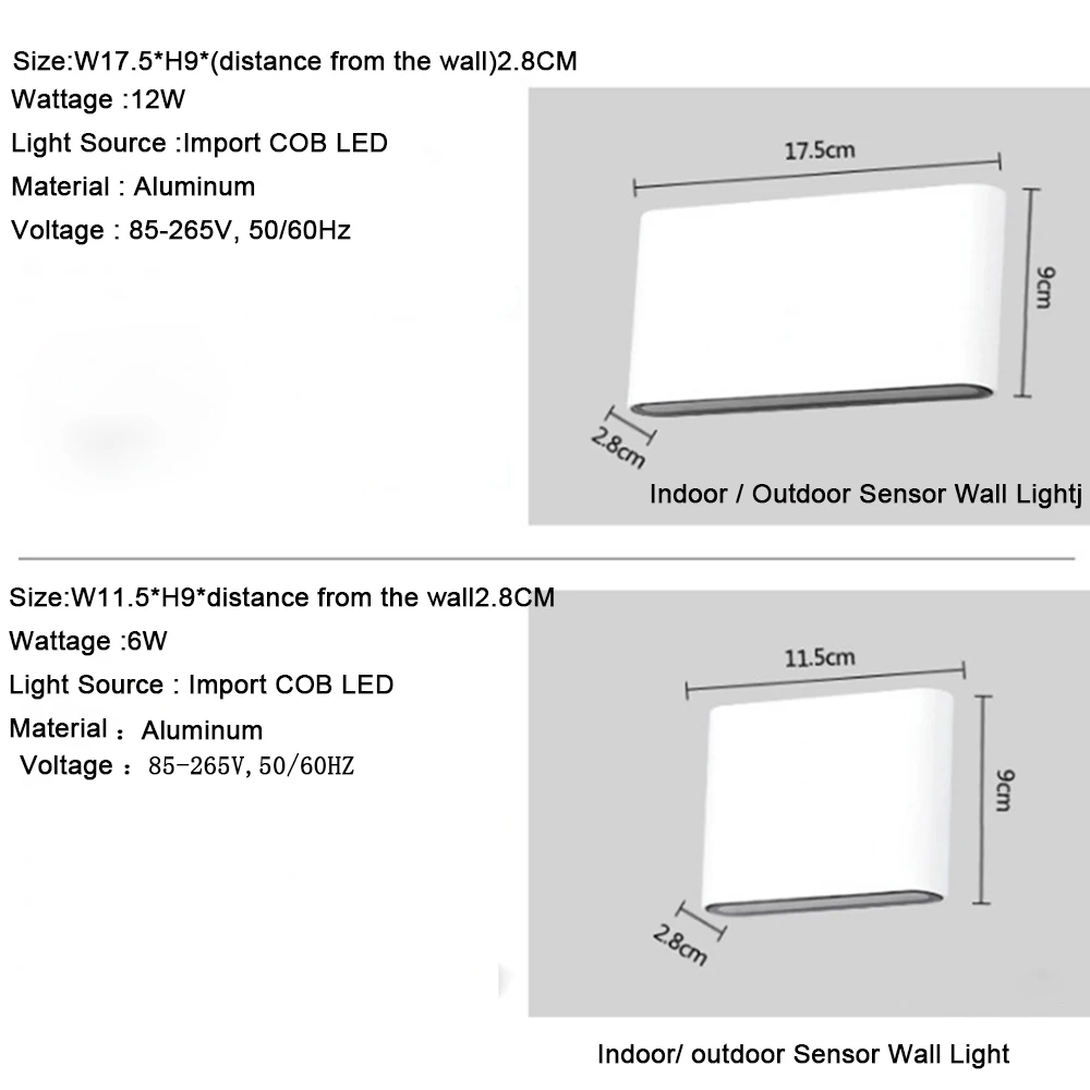 6/12 Вт современный сенсор светодиодный настенный светильник наружный