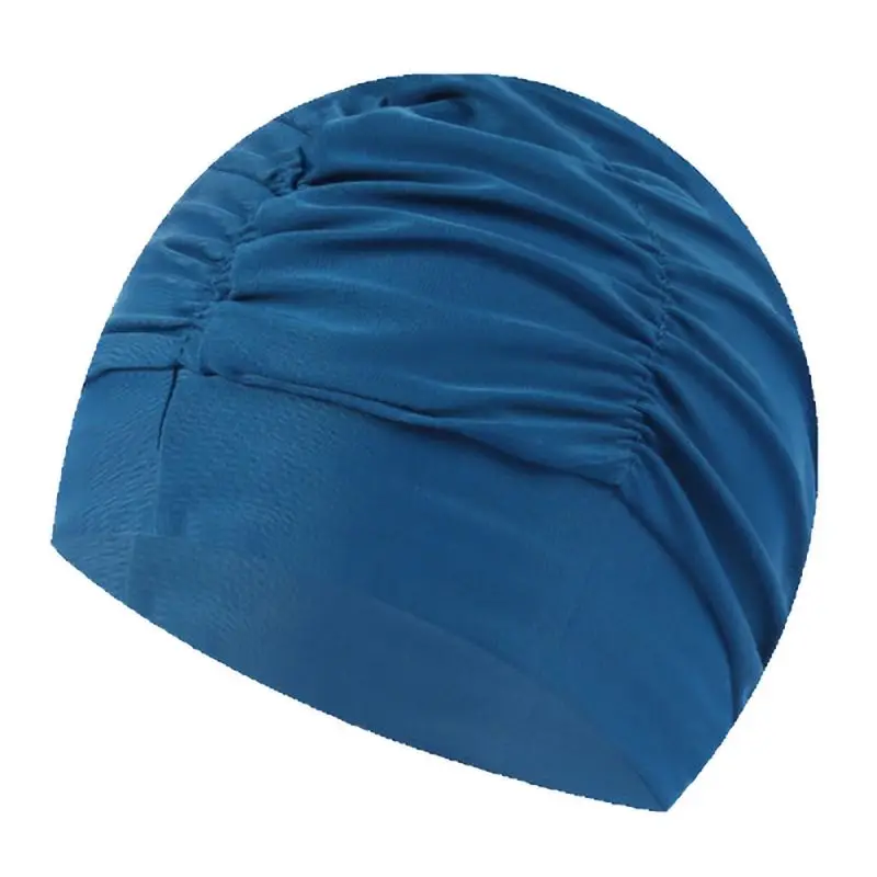 

Solid Color Pleated Swim Cap Hot Spring Swim Cap Adult Printed Swimming Cap-navy 1