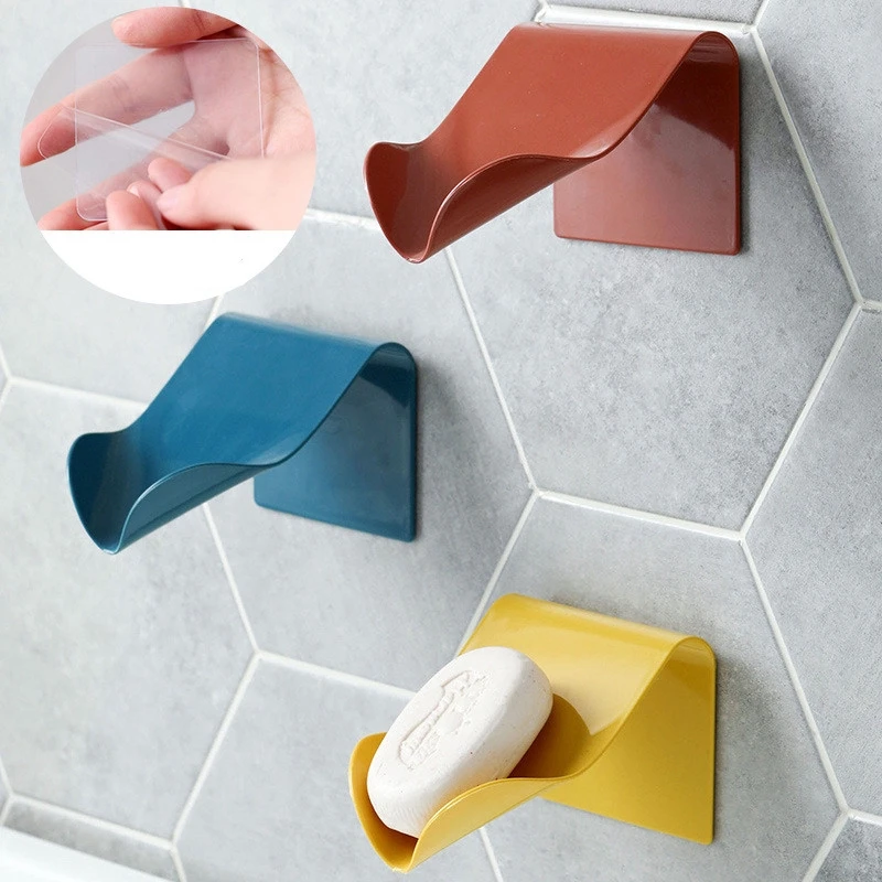 

Soap Holder Drainer Bathroom Kitchen Wall Mounted Adhesive Soap Rack Stand Storage Drain Rack Sink Shelf Bathroom Accessories