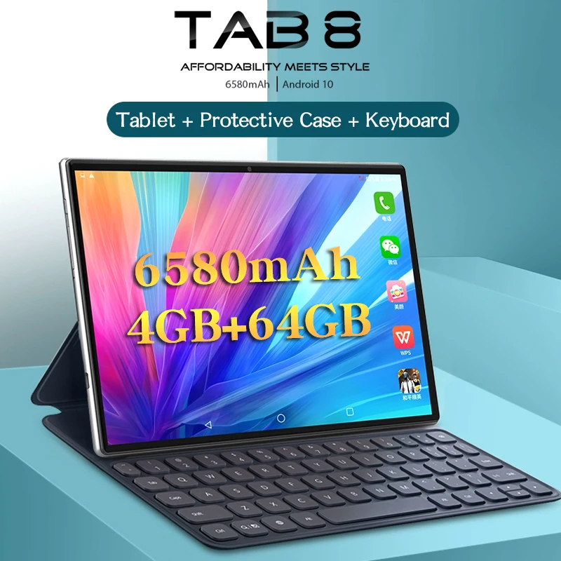 

Tab 8 10.1 inch Android 10 Tablet 1920x1200 SC9863A Octa Core 4GB RAM 64GB ROM 4G Network AI Speed-up 6580mAh Tablets