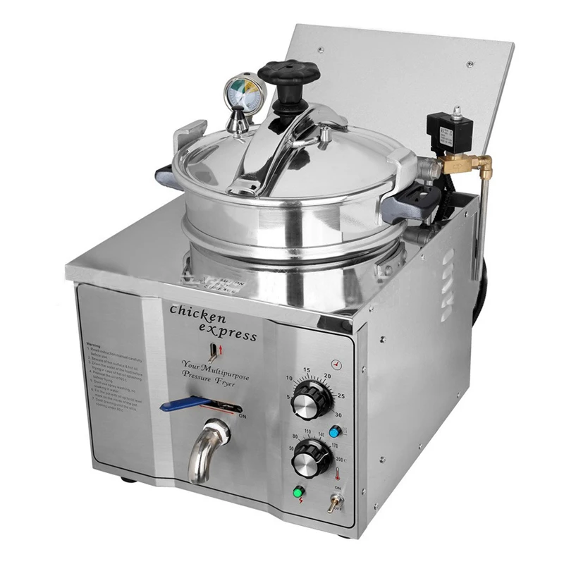 

Desktop pressure fryer food grade stainless steel bench pressure fryer 16L electric frying pan 110V/220V 3000W