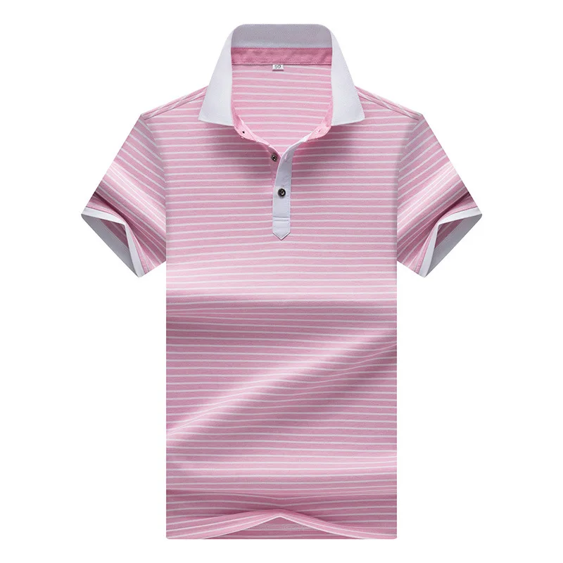 

New Mens Short-Sleeved Polo Shirt Tee 2020 Summer Autumn Fashion Men's Turndown Collar Solid Color Striped Polo Shirt For Men