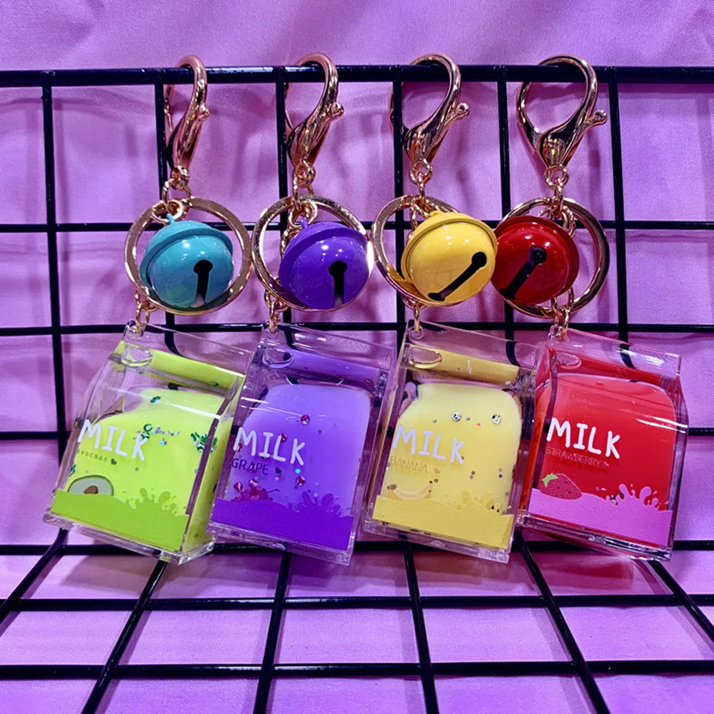 Оригинальный креативный акриловый молочный ящик брелок для ключей с фруктовым