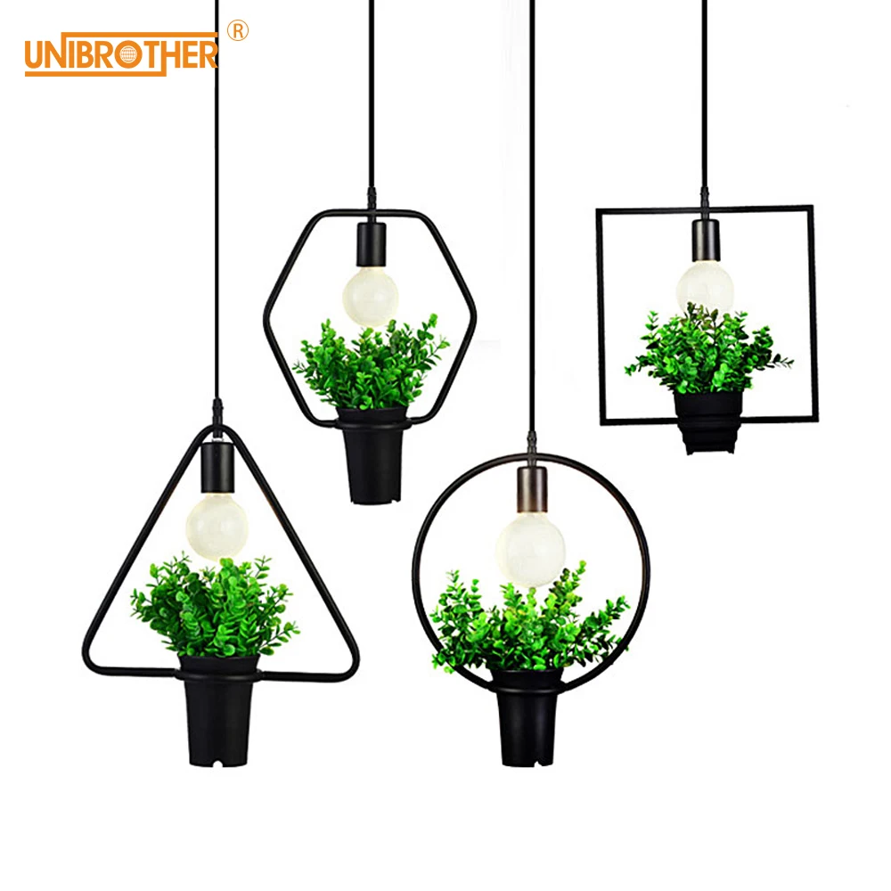 Подвесной светильник в сельском стиле с растениями промышленный античный