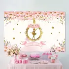 Виниловый фон с золотыми блестками для фотосъемки танцев балерины розовые цветы маленькие звезды для девочек вечеринки в честь Дня Рождения