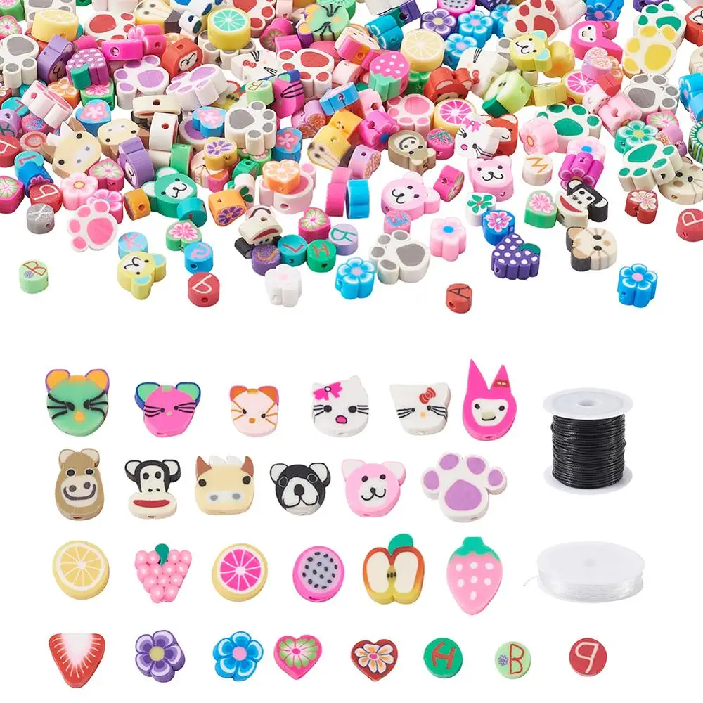 Полимерные глиняные бусины ручной работы 300 шт. 10 м вощеные полиэфирные шнуры и