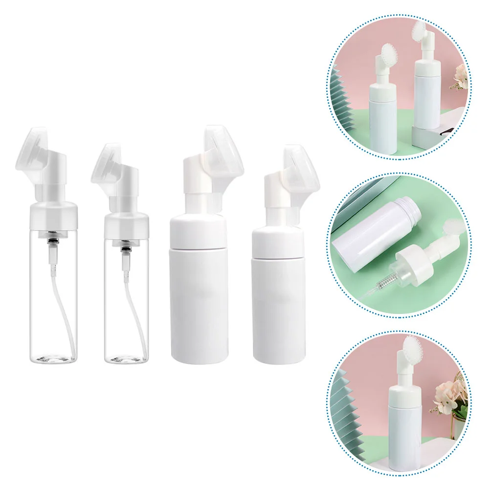 4pcs Face Brush with Bottle Facial Cleanser Dispenser | Красота и здоровье