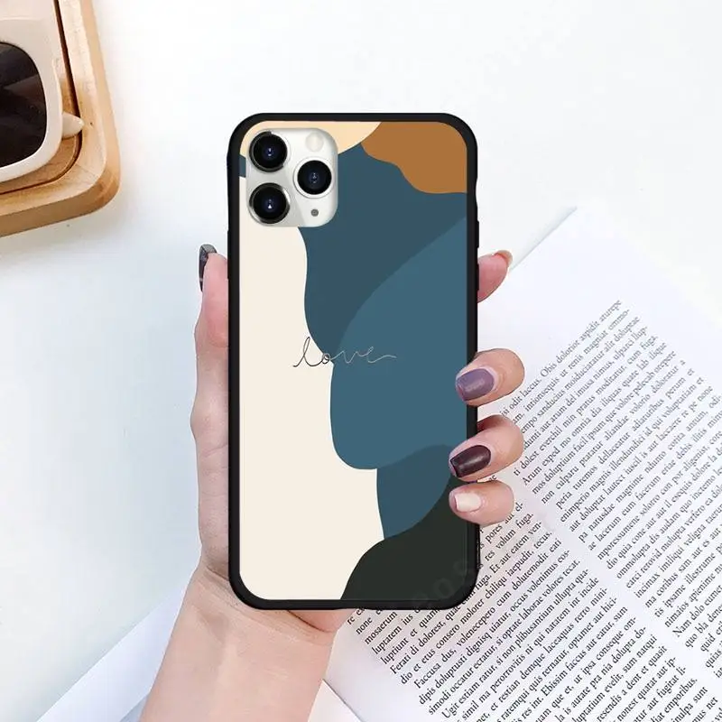 

Art Retro Abstract Geometry leaves Phone Cases for iPhone 11 12 pro XS MAX 8 7 6 6S Plus X 5S SE 2020 XR funda coque