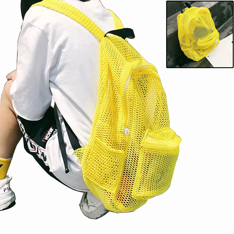 Модный карамельный ранец женская прозрачная сумка сетчатый рюкзак для мальчиков