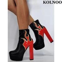 kolnoo new hot sale handmade ladies chunky heel boots evening xmas party prom ankle boots big size fashion platform winter shoes