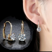gold color shine crystal zircon earrings for women girls trendy 2021 new gift banquet wedding four claws eardrop jewelry