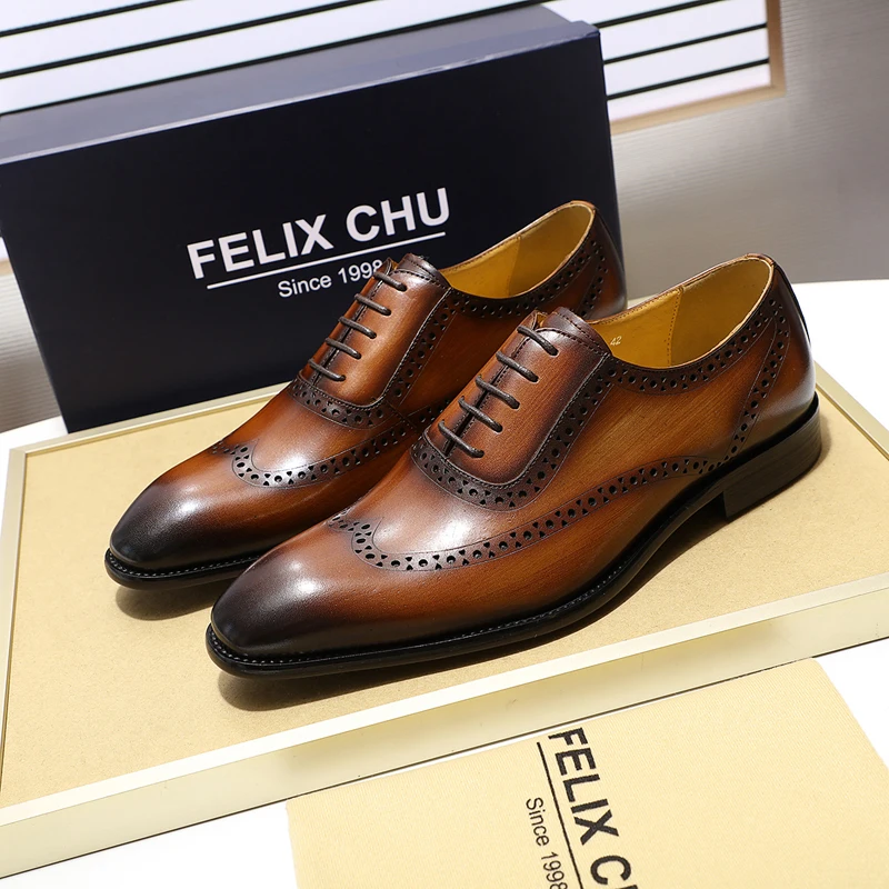 Туфли-Броги мужские из натуральной кожи на шнуровке с острым носком | Обувь