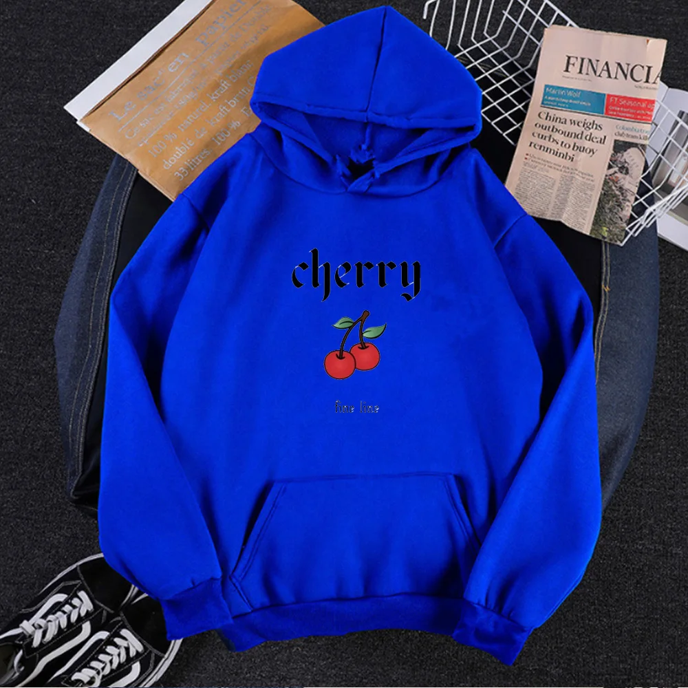 

Cherry Hoodies Fashion Print 2021 Casual Pullovers Fashion Women Sweatshirt Plus Size Oversized Hoodie