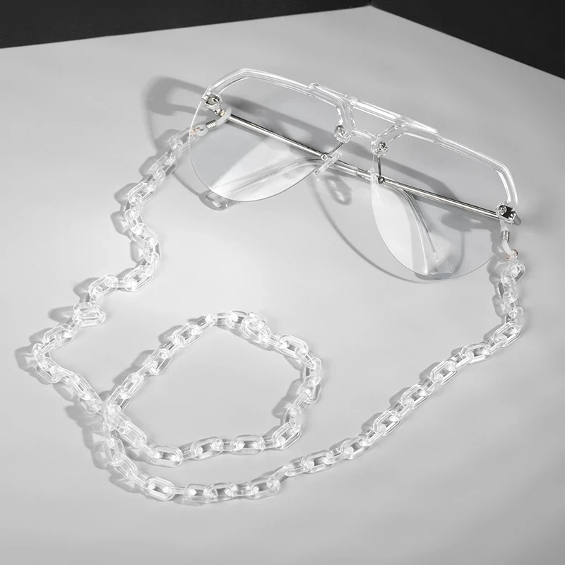 

Women Reading Glasses Chain Sunglasses Transparent Acrylic Chain Adjustable Ends Holder Neck Strap Rope Lanyards Boho Necklace
