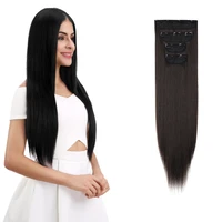 shangzi 26 colors 11 clips long straight synthetic hair extensions clips in high temperature fiber black brown hairpiece