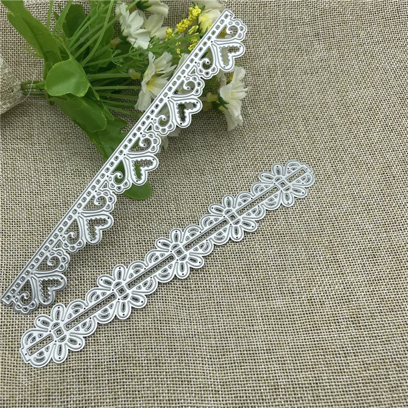 

2pcsFlower Lace Border Metal Cutting Dies Stencil Scrapbooking Photo Album Card Paper Embossing Craft DIY