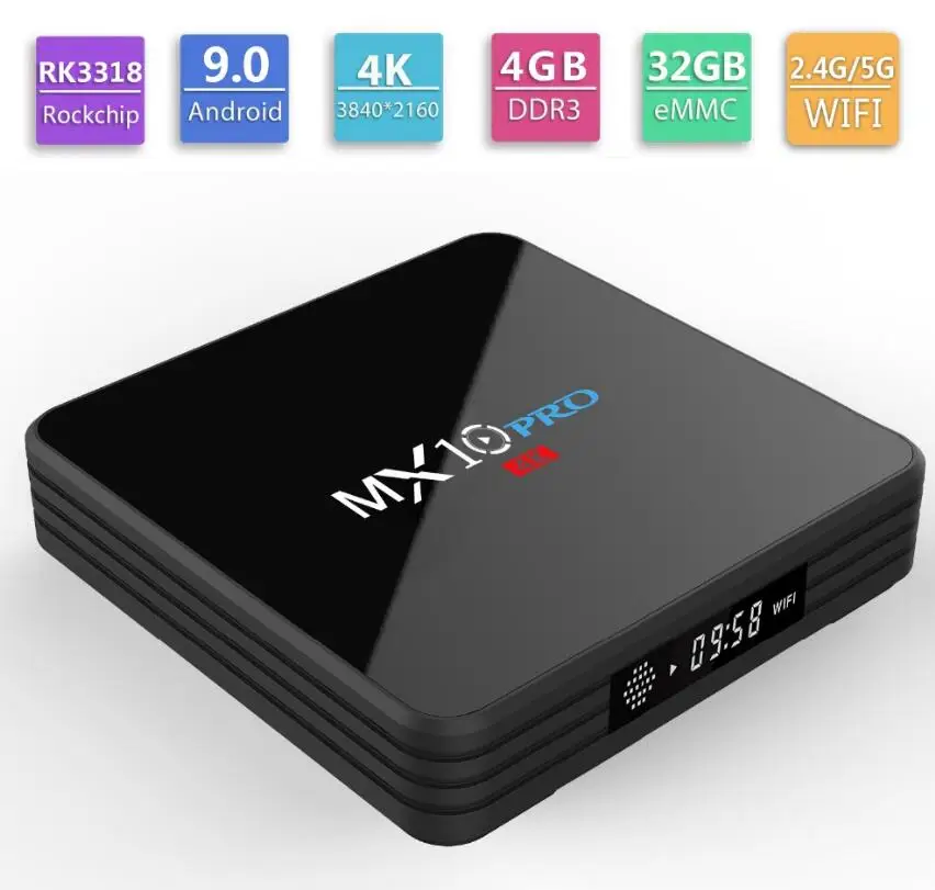 MX10 PRO ТВ-приставка с цифровым дисплеем ТВ-приставка Android 9,0 4 Гб ОЗУ 32 Гб ПЗУ 2,4G 5G WiFi медиаплеер BT4.1 поддержка 4K H.265