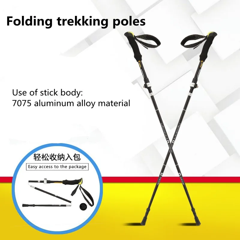

5 knots Ultralight Trekking Poles Walking Sticks Hiking Canes Folding Aluminum Walking Pole Nodic Walking Sticks