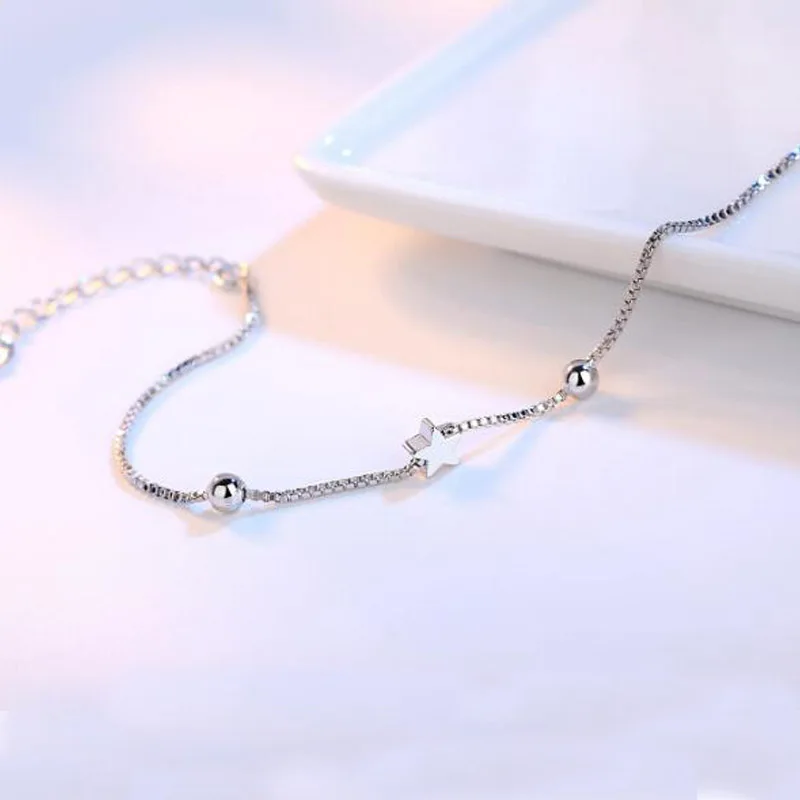 Тонкий штампованный посеребренный милые цепочки браслет для женщин девушки друг