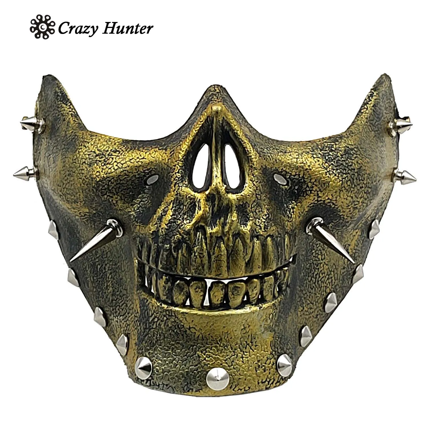 Классная маска в стиле стимпанк Мужская Маскарадная с шипами на половину лица