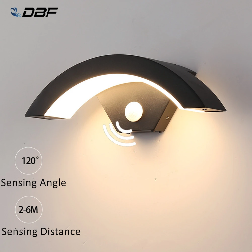 

[DBF] PIR Motion Sensor IP65 LED Wall Lamp Outdoor Waterproof Garden Lighting AC86-265 Indoor Bedroom Living Room Stairs Porch