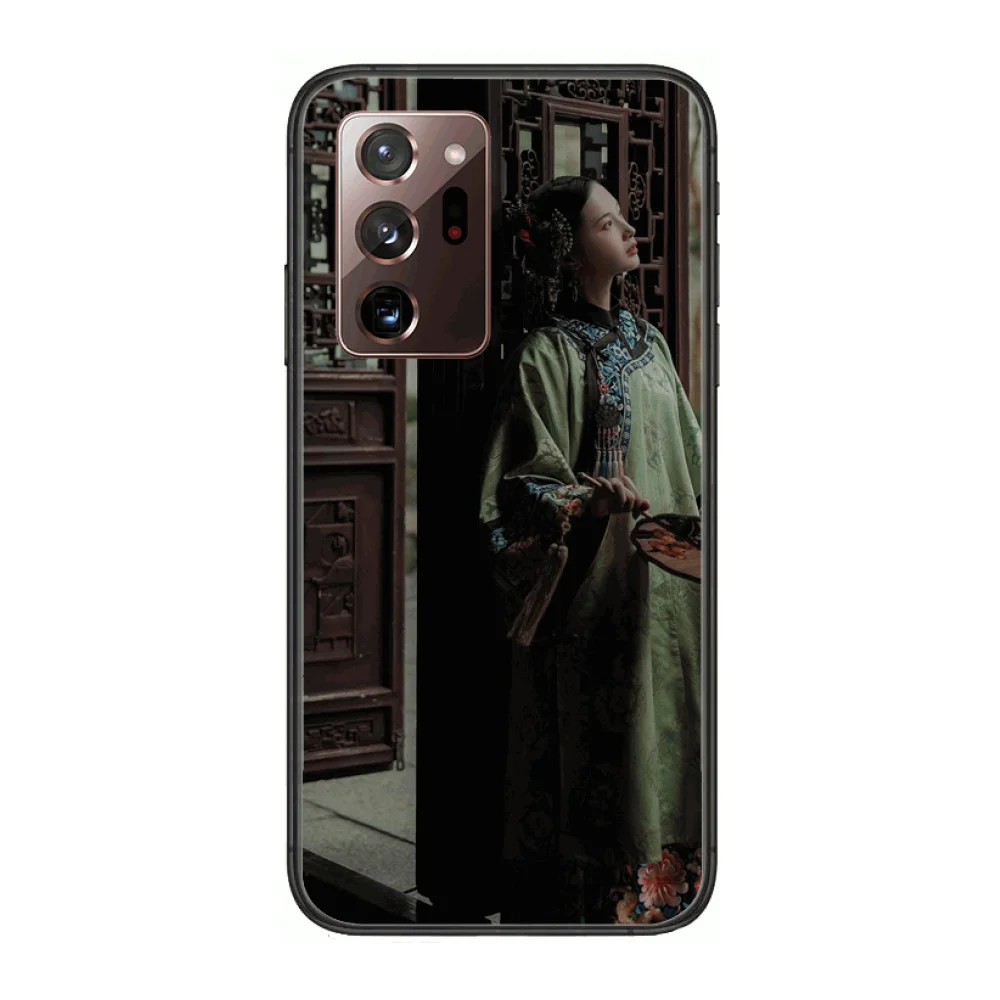 

chinese girl Classic Phone Case cover hull For SamSung note20 10 9 8 4 pro plus black prime soft bumper Transparent