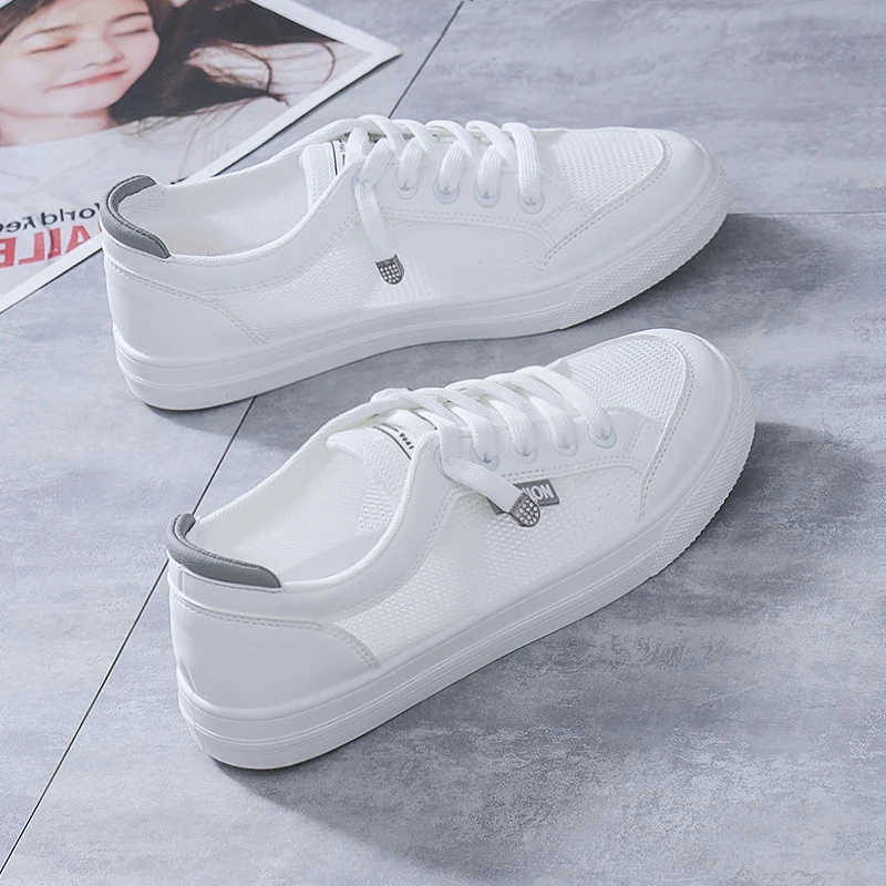 

KATIDAI Womens White PU Leather Sneakers Low Top Tennis Shoes Casual Walking Shoes