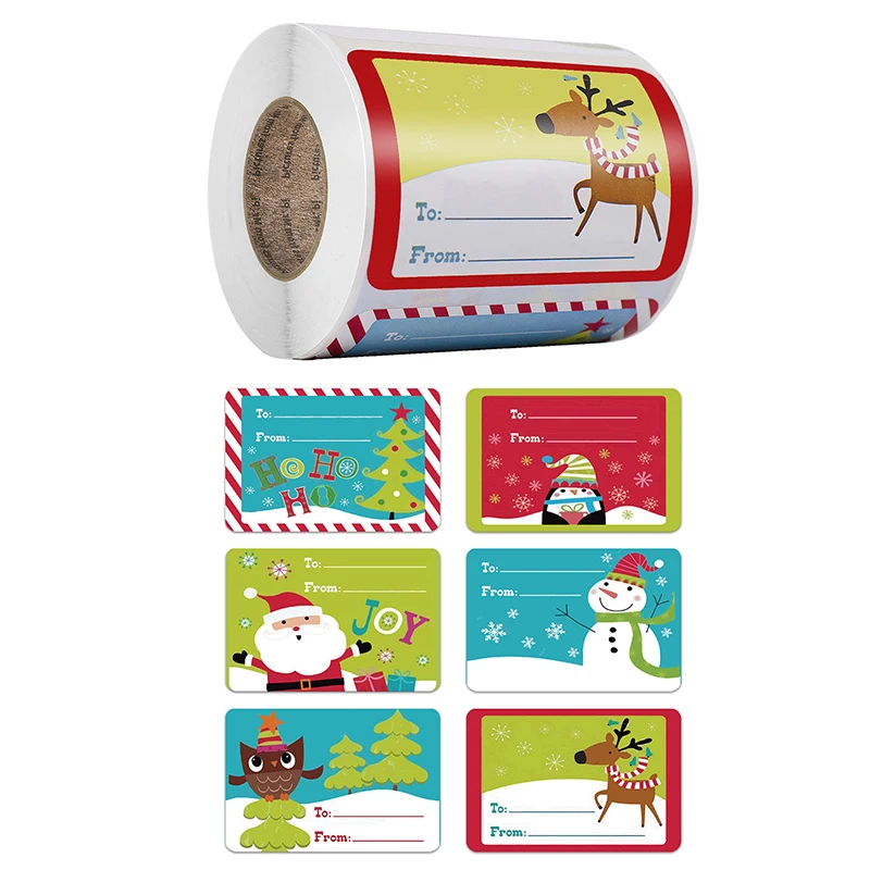 

250 шт./рулон, наклейки для рождественских подарков