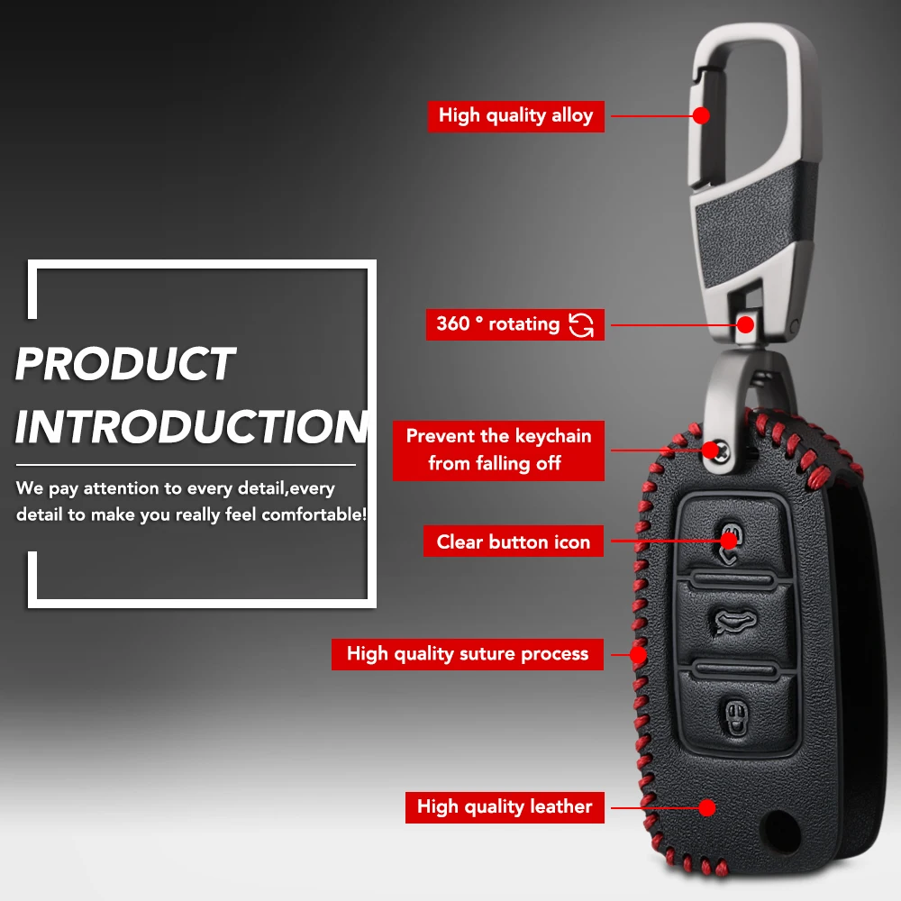 Новый кожаный чехол для автомобильного ключа защитный с 3 кнопками и