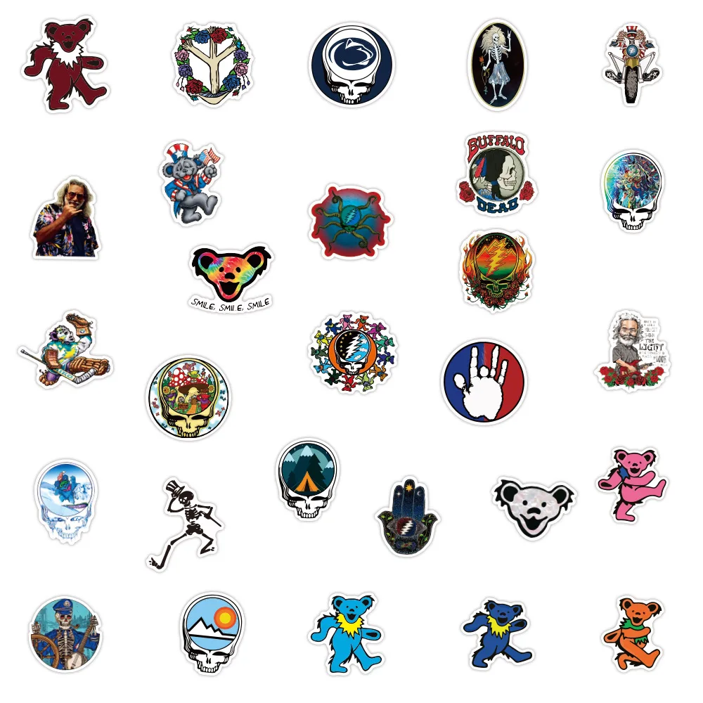 1050100pcs rock music grateful dead cool stickers aesthetics skateboard laptop motorcycle phone bike sticker decal kid toy free global shipping
