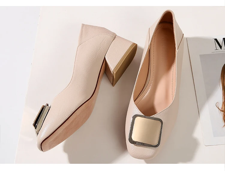 Туфли женские офисные с квадратным носком туфли лодочки на низком квадратном