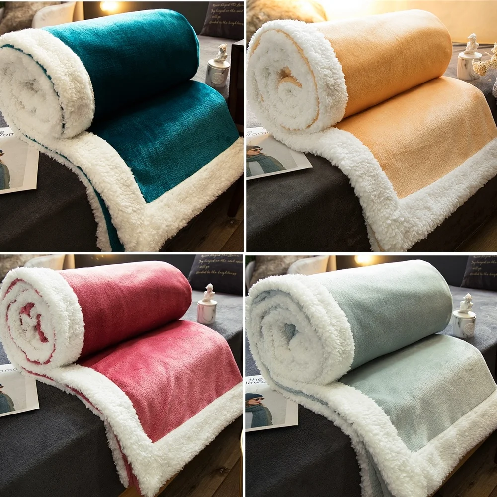 

High Quality Double-sided Thick Flannel Blanket Soft Fluffy Shaggy Warm Bed Sofa Towel Bedspread Bedding Sheet Throw Blanket