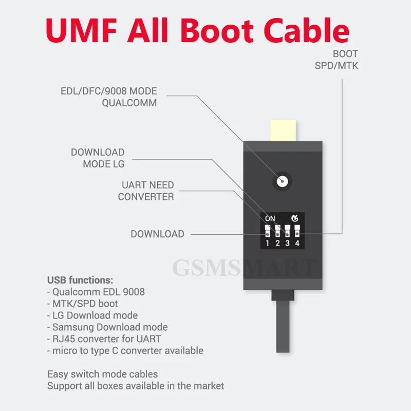 UMF все загрузочный кабель Umf/все в одном для edl /dfc модели 9800 qualcomm/mtk/spd загрузки -