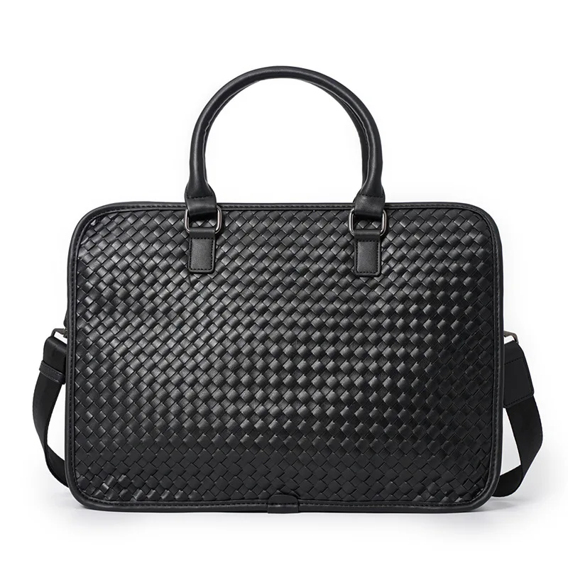 Мужской портфель из плетеной кожи деловая сумка для ноутбука 2021 |