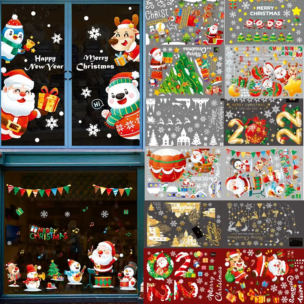 

Wall Decals Xmas New Year Decoration Snowman PVC Glass Static Stickers Merry Christmas Christmas Window Sticker