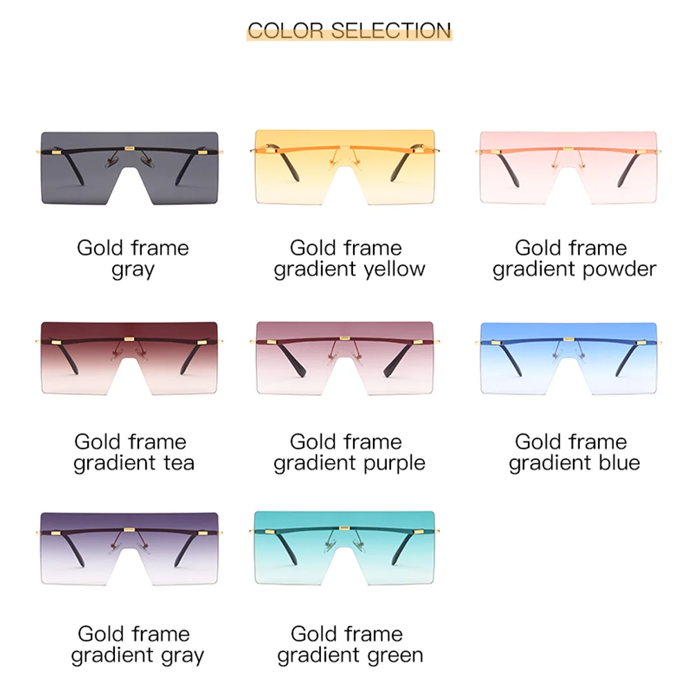 

Oversized Sunglasses Women 2020 Luxury Brand Rimless Sun Glasses Retro Vintage Female Glasses Eyewear oculos de sol Feminino