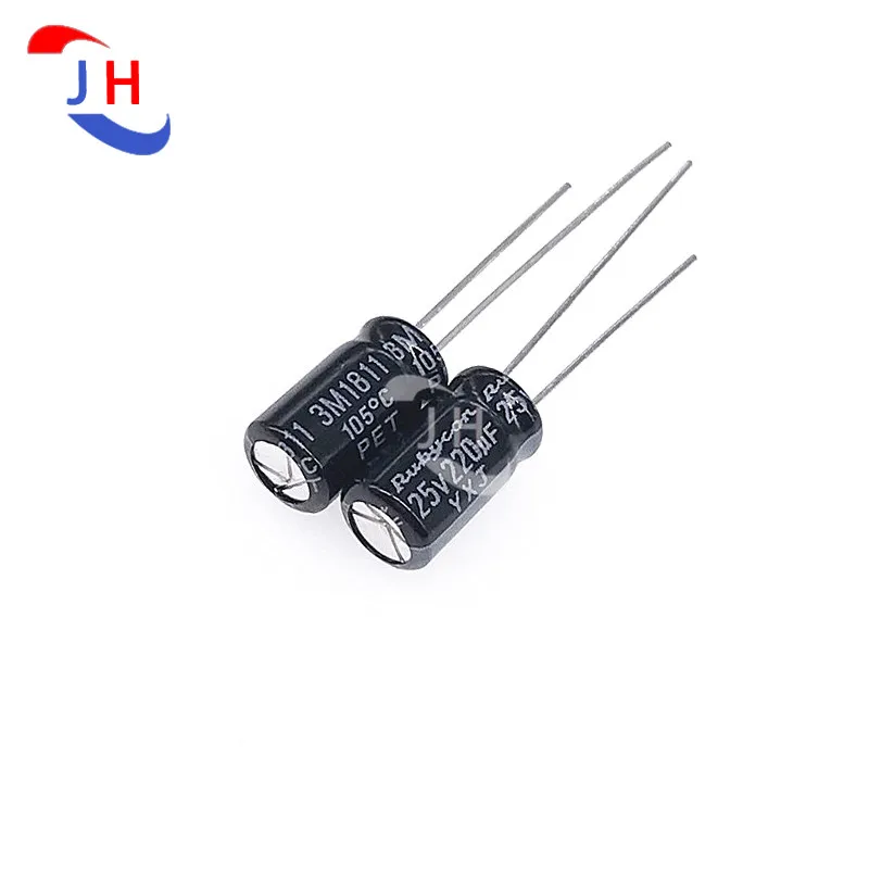 

10PCS Aluminum Electrolytic Capacitor 25v220uf Ruby Capacitor 6.3X11 YXJ High Frequency Long Life 2.5mm Pin Distance 25V220UF