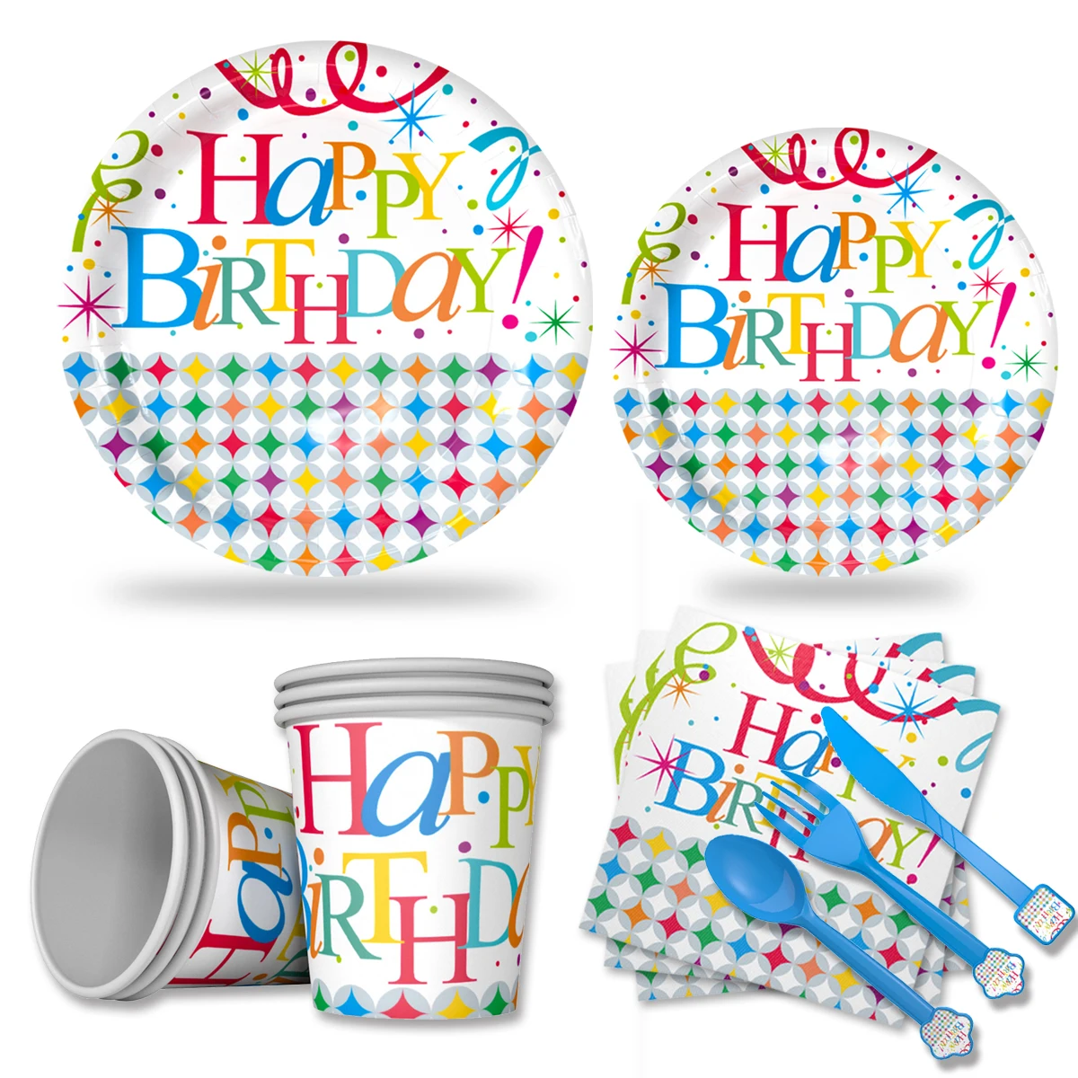 

Birthday Party Decor 6 Guests New Pattern Happy Birthday Rainbow Color Tableware Unicorn Theme Kids Favor Rainbow Decor