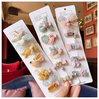 cotton cloth hair clips for girls toddlers animal crown stars hairpins baby barrettes 5pcsset kids hair accessories