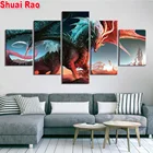 Многопанельная абстрактная Алмазная картина с драконом, полностью квадратная дрель, 3d вышивка крестиком, круглая Алмазная вышивка, продажа мозаики, набор из 5 предметов