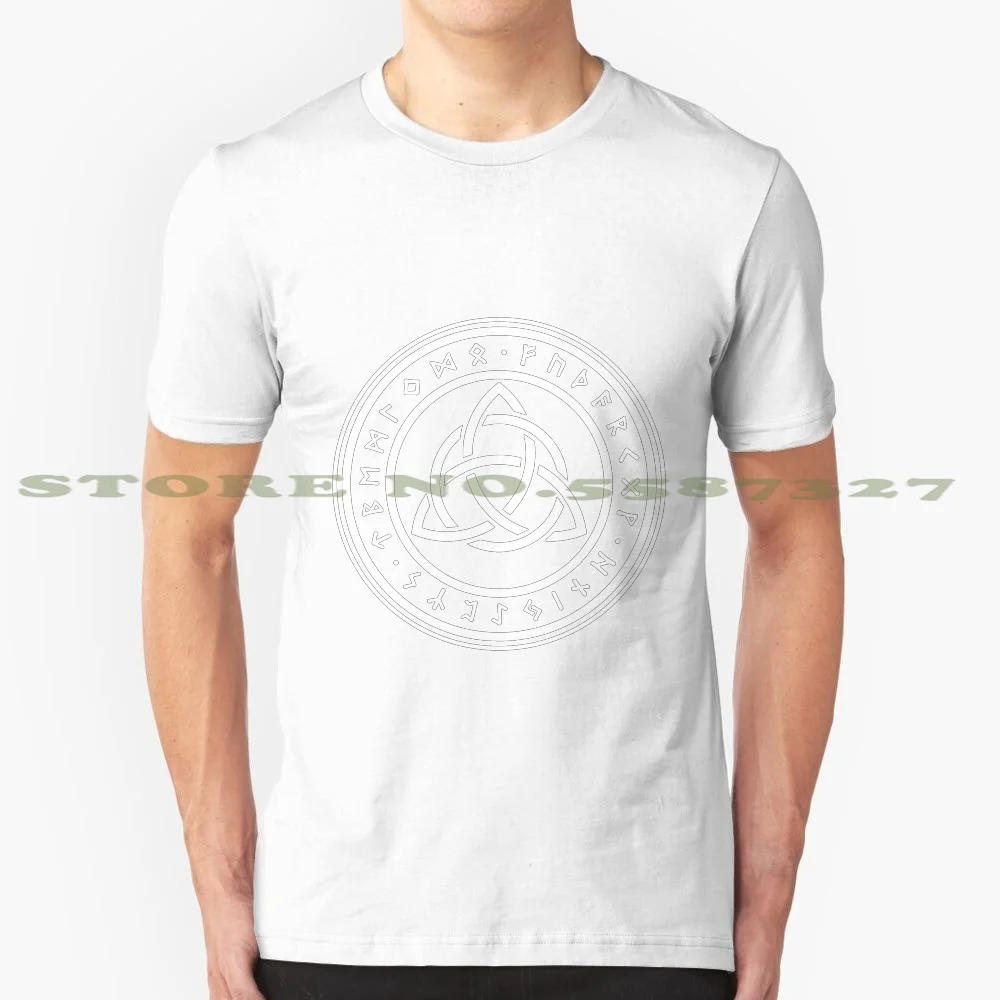 

Triquetra With Runes Cool Design Trendy T-Shirt Tee Symbol Knot Three Circle Triquetra Black Ancient Abstract Sign Tattoo Icon