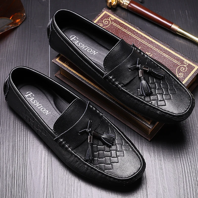 

Genuine Leather Tassel Loafers Men Casual Shoes Mens Driving Shoes Male Slip On Flats Boat Shoes Man Moccasins Chaussures Hommes