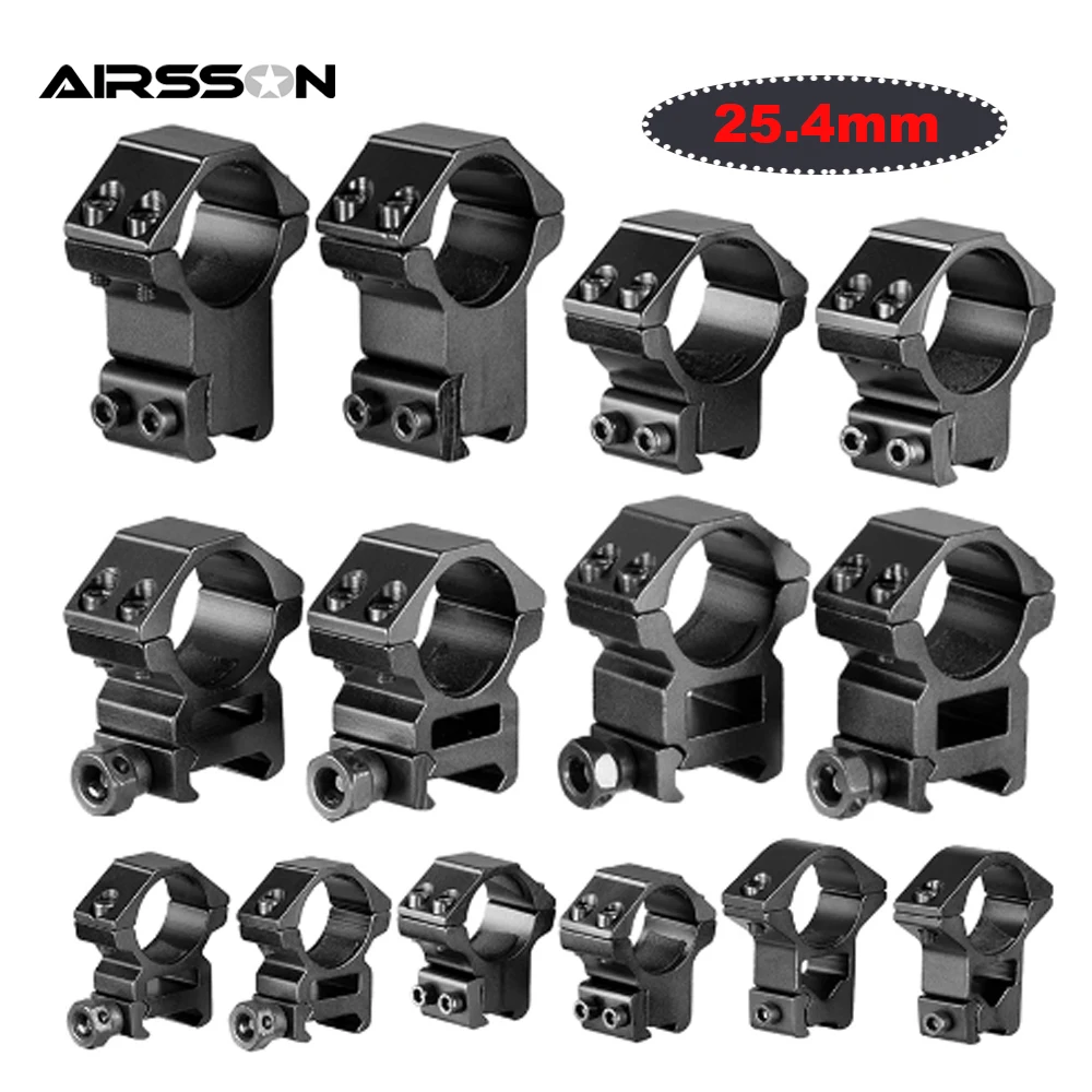 2PCS Tactical 25.4mm Rifle Scope Ring 11mm/20mm Dovetail Picatinny Rail Mount Low High Medium Profile Scope Mount for Hunting