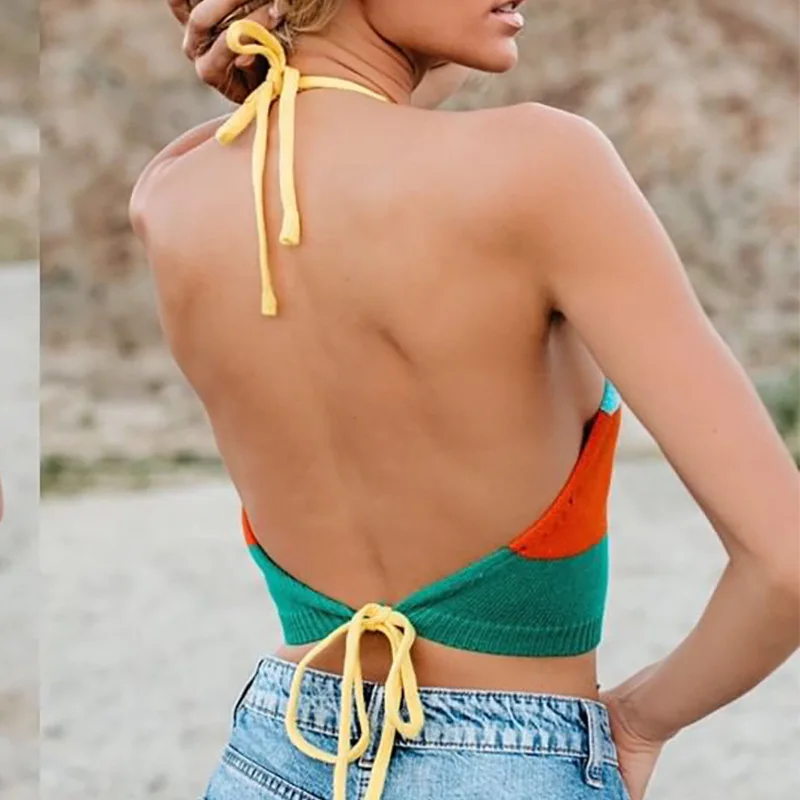 Для женщин ночной клуб вечерние вязаный жилет укороченный Топ сексуальное