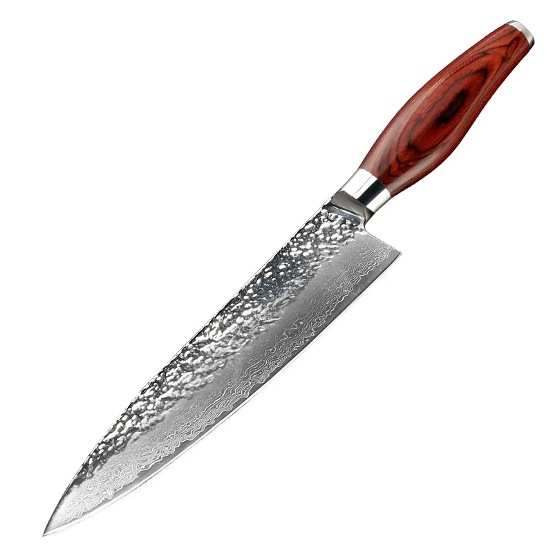 

8 Inch Japanese Sashimi Knife Damascus Steel Kitchen Filleting Knives Slicing Fish Sushi Chef Knife With Colored Wooden Handle