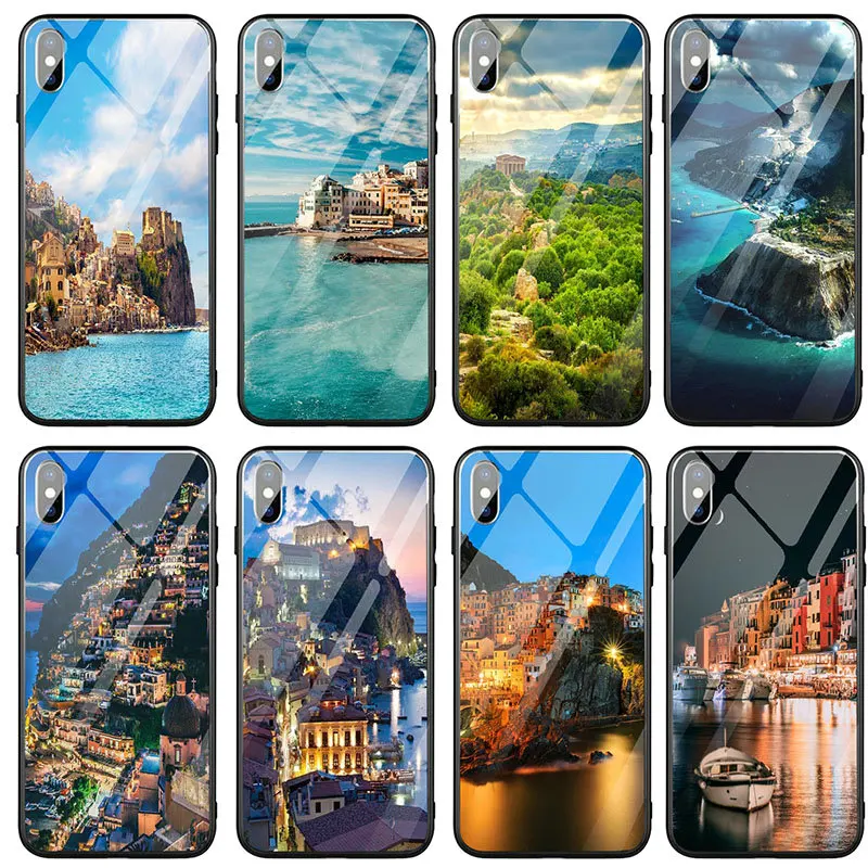 Чехол из закаленного стекла для iPhone 8 7 5 мобильный телефон SE 2020 6 6S PlusX XR XS 11 12 Pro Max