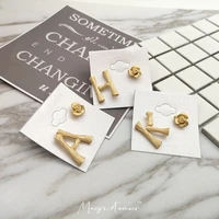 new french style vintage letter earrings matte gold plating bamboo joint pattern simple stud earrings wholesale