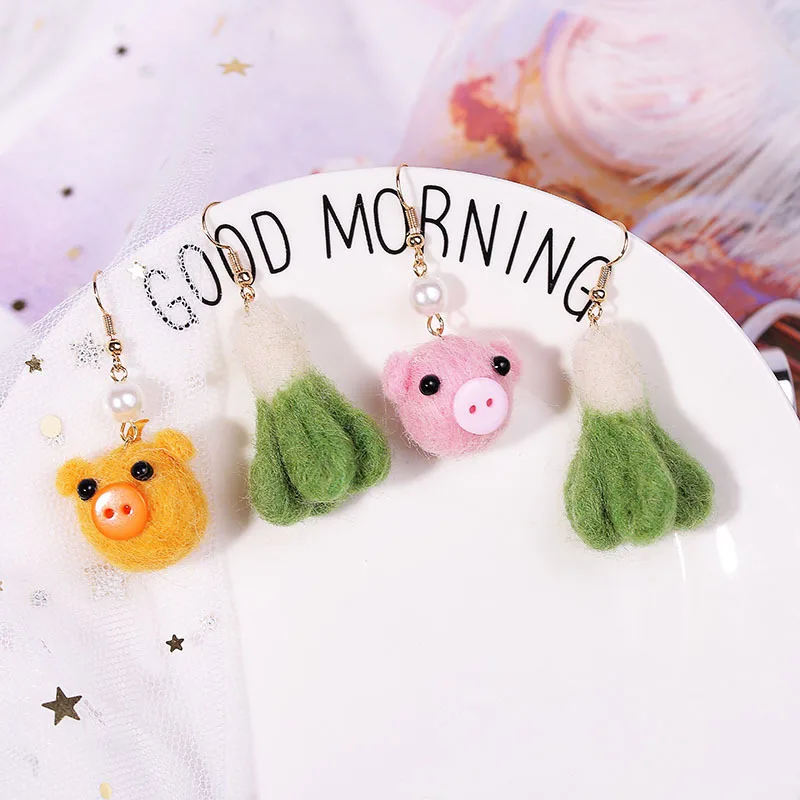 2021 Специальное предложение серьги в Корейском стиле виде животных шерстяные
