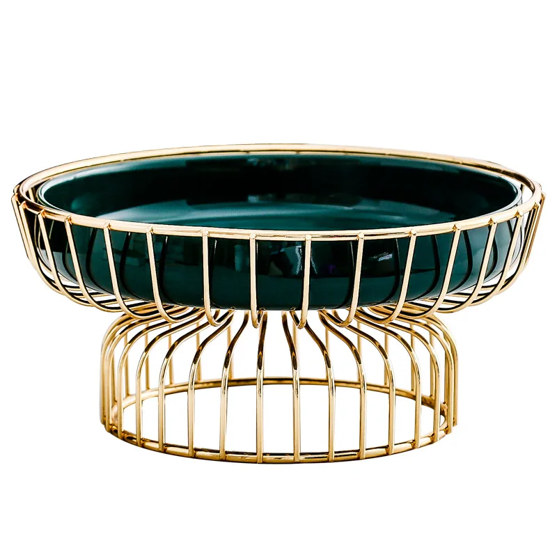 

Light luxury fruit tray gold frame living room tea table tray household personality fashion modern candy tray