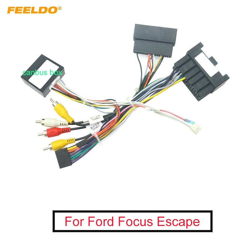 FEELDO Car 16pin Audio Wiring Harness With Canbus Box For Ford Focus Escape Aftermarket Stereo Installation Wire Adapter